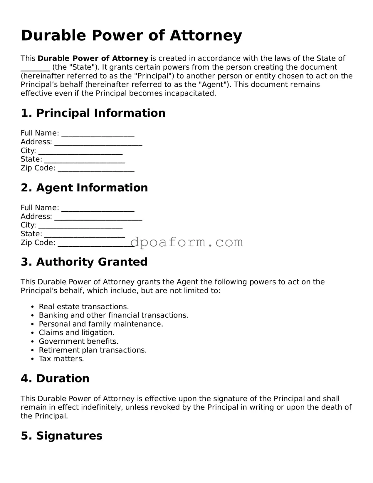 Attorney-Approved Durable Power of Attorney Form